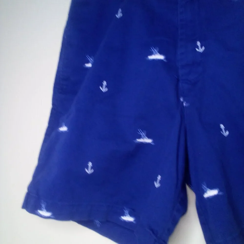 Saddlebred Shorts Men 38 Casual Chino Boat Anchor Nautical Blue White - Picture 4 of 14
